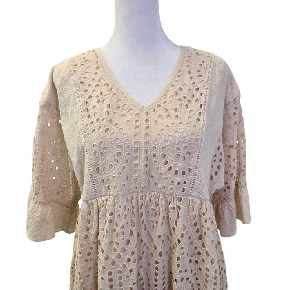 Roolee Falling for You Eyelet Boho Dress Size Medium - Picture 4 of 7